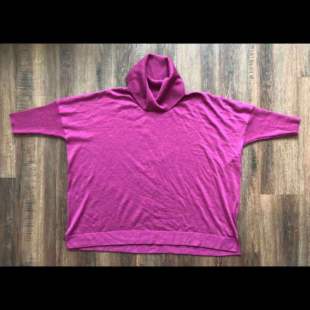 Eileen Fisher Cowl Neck Wool Sweater 1X Purple